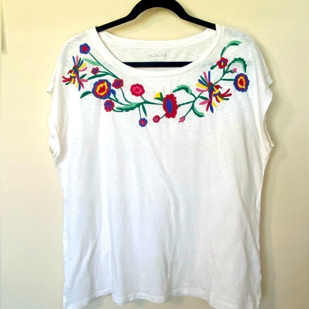 Talbots Floral Embroidered Tee - Picture 2 of 6